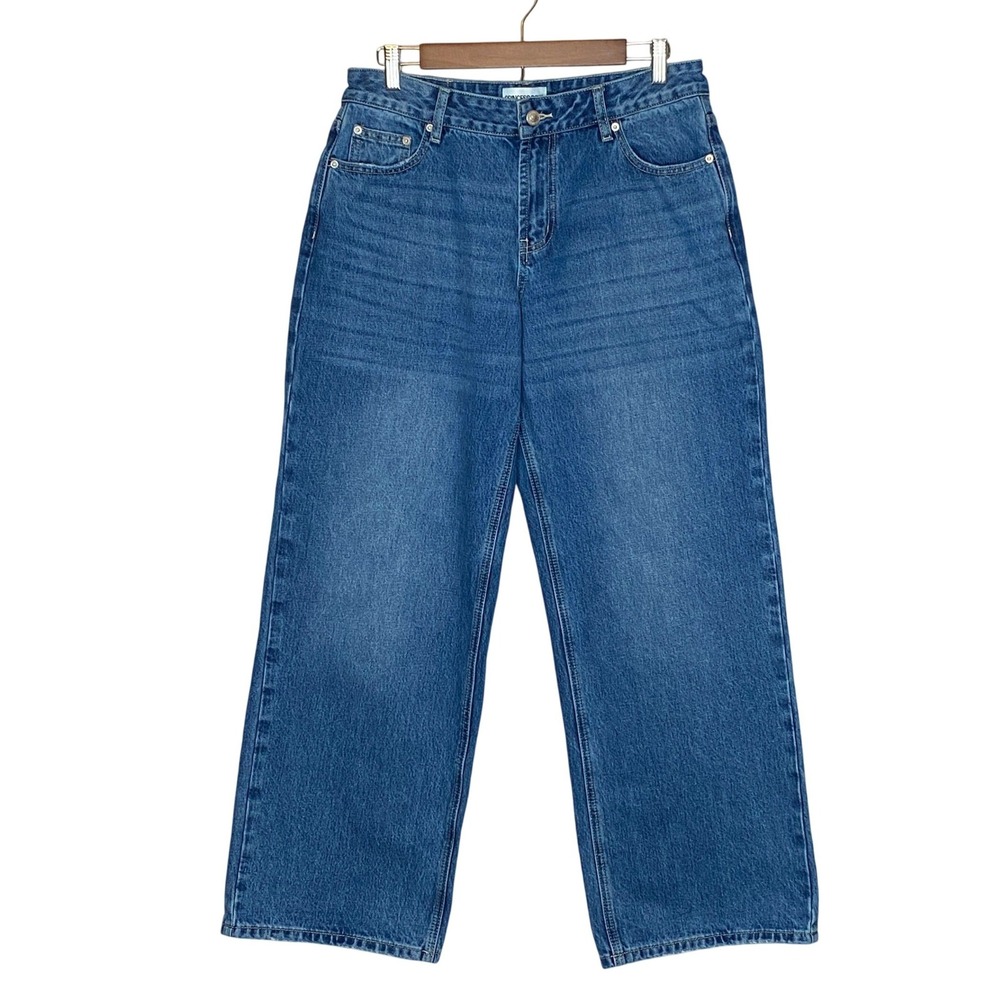 Princess Polly Womens Wide Leg Jeans Size 8 Organic Cotton Mid Rise Retro Denim